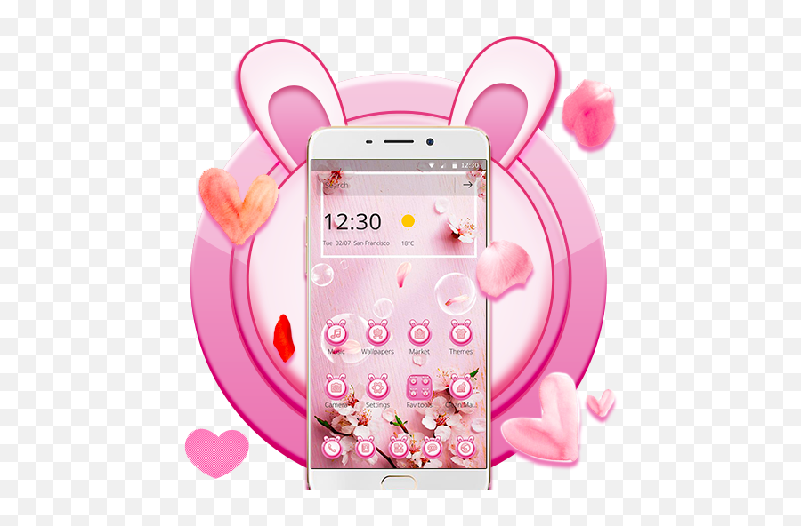 Pink Flower Rabbit Theme U2013 Apps No Google Play - Smartphone Emoji,Emoticons Coelho