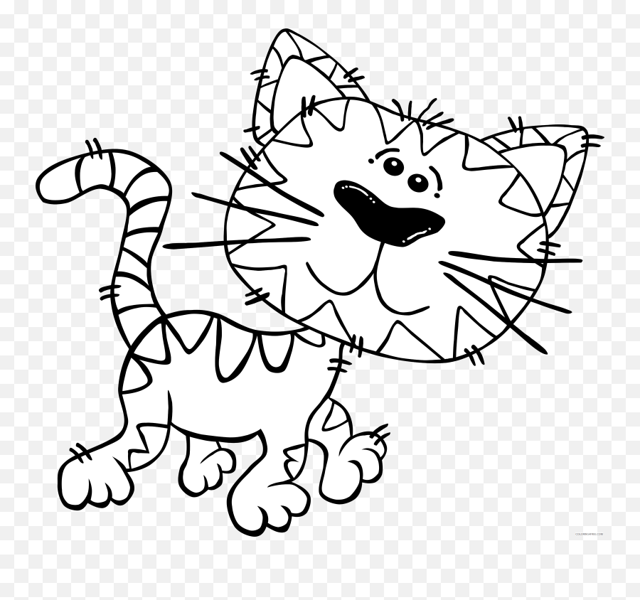 Cat Outline Coloring Pages Cartoon Cat Walking Outline Clip - Cartoon Cat Clipart Black And White Emoji,Marie The Cat Emoji
