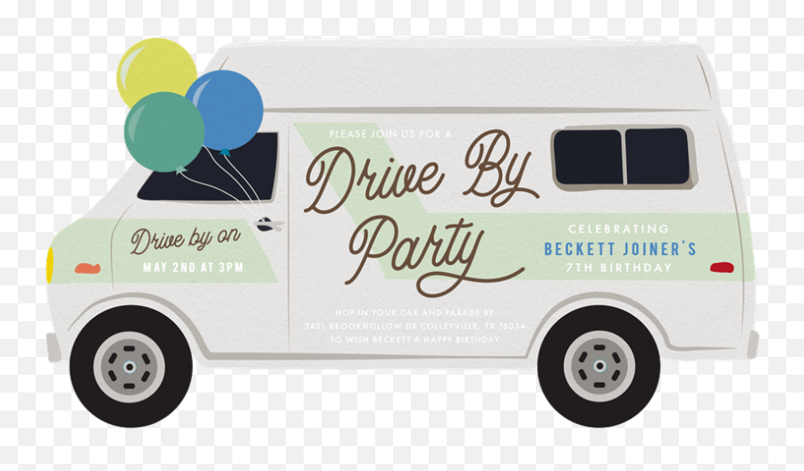 Drive By Parade Invitations In Blue Greenvelopecom - Drive By Birthday Party Invitation Template Free Emoji,Emoji Birthday Invitations Free