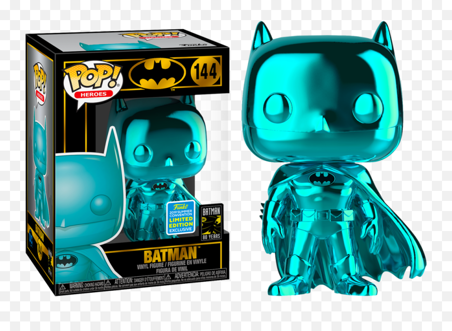 Funko Pop Dc Super Heroes - Teal Chrome Batman Vinyl Figure 144 2019 Summer Convention Exclusive Read Description Emoji,Dance Emojis Batman