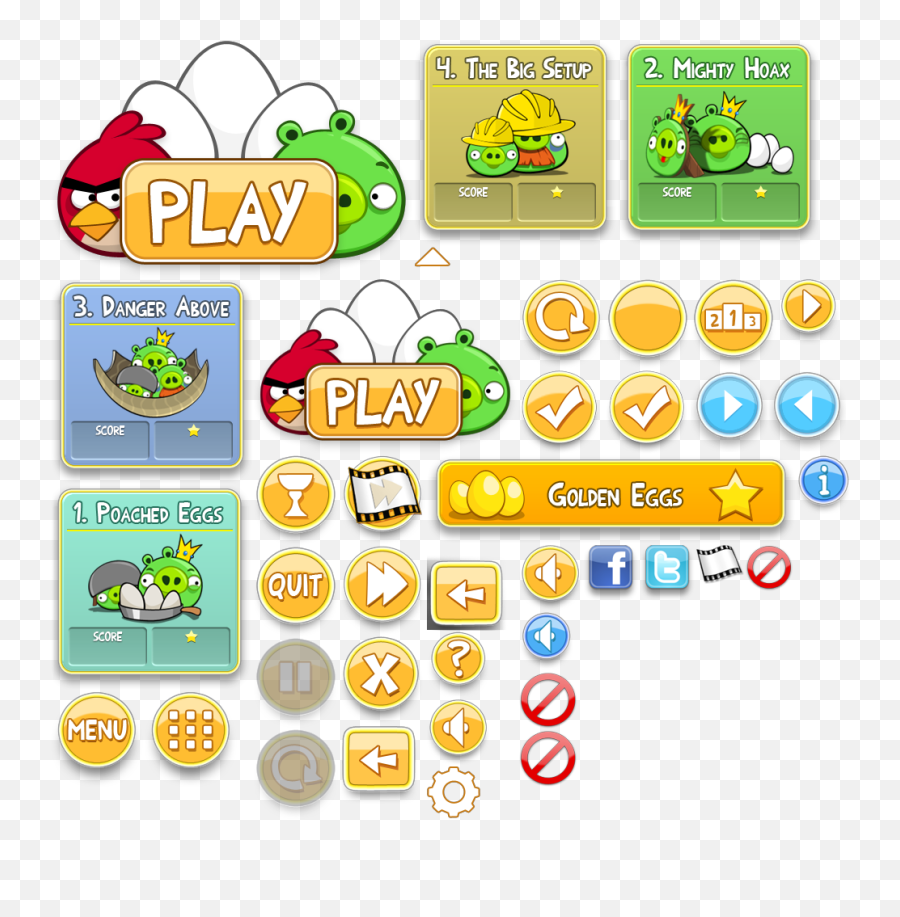 Yellow Subscribe Button Png - Angry Birds Play Button Full Angry Birds Episode Sprites Emoji,Big Angry Bird Facebook Emoticon