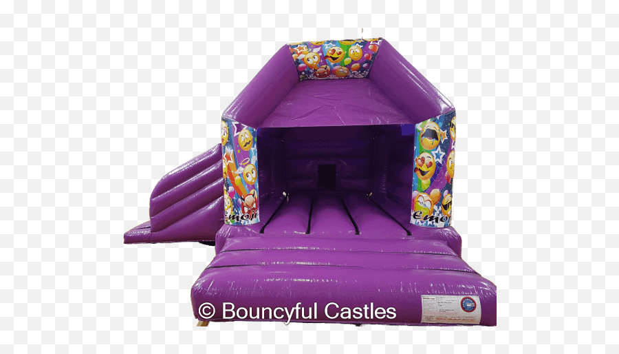 Emoji Bouncy Castle With Slide Hire Purple - Furniture Style,Grass Emoji