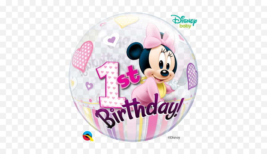Minnie 1st Birthday Bubble Party Blowout - 1st Birthday Minnie Mouse Balloon Emoji,Minnie Mouse Print Text Emoji
