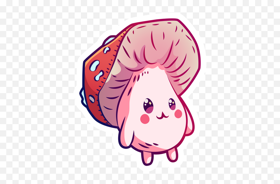 Cute Pink Mushroom Sticker - Sticker Mania Emoji,Mushroom Cloud Emoji