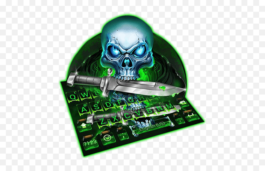 Download Green Hell Skull Devil Knife Keyboard Theme Android - Scary Emoji,Devil Emoji Twitter