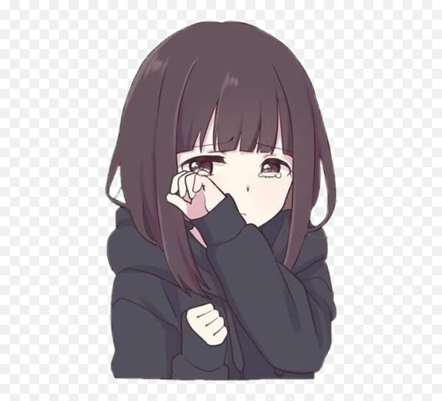 Anime Girl Cute Crying Sticker - Cute Anime Girl Crying Emoji,Crying Anime Emoji
