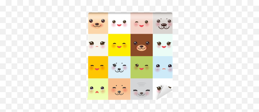Pink Cheeks And Winking Eyes - Cuadrados Kawaii Emoji,Square Cool Emoticon