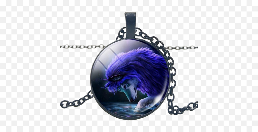 Wolf Necklaces - Blue Fire Eyes Emoji,Male Necklace Emotion