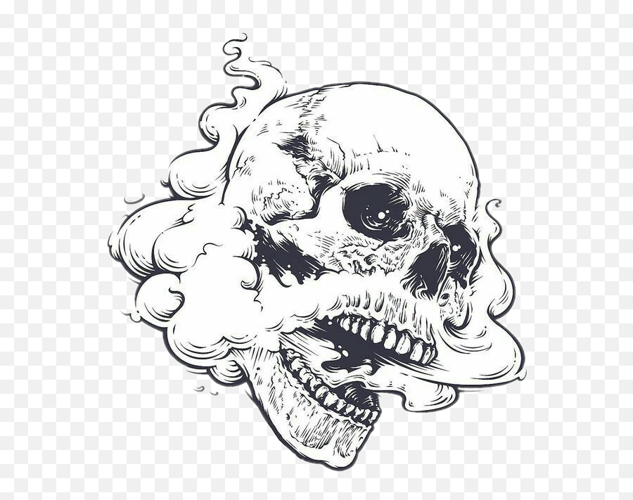 Dark Edgy Skull Art Sticker By Death Is Not A Penalty - Smoking Skull Tattoo Design Emoji,Death Skull Emoji