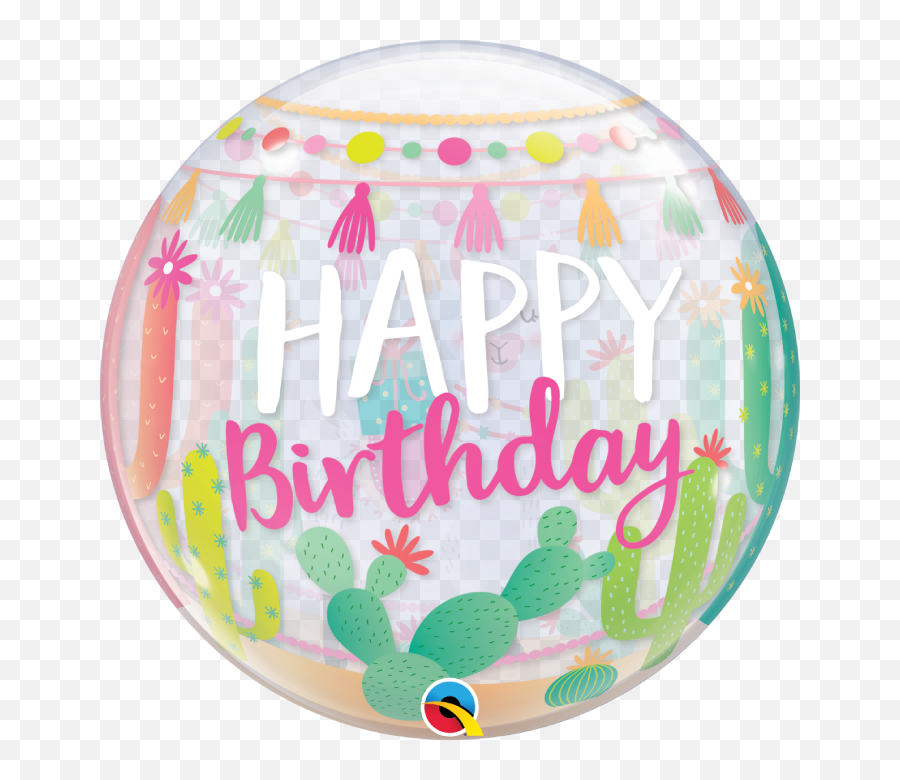 Happy Birthday Llama Cactus Bubbles - Globos De Cumpleaños Burbuja Emoji,Dancing Cactus Emoticon