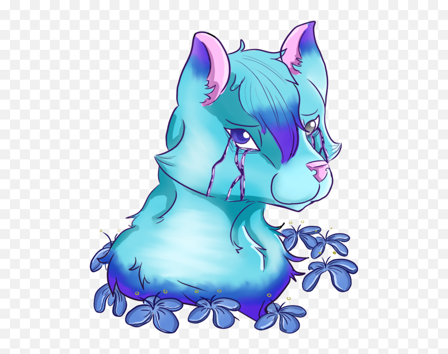 Sad Blue Wolf Digital Art - Fictional Character Emoji,Rainbow Emojis Wolf