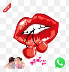 Beijos Amor Para Whatsapp - Sexy Lips With Cherry Art Png Emoji,Emojis Sensuais