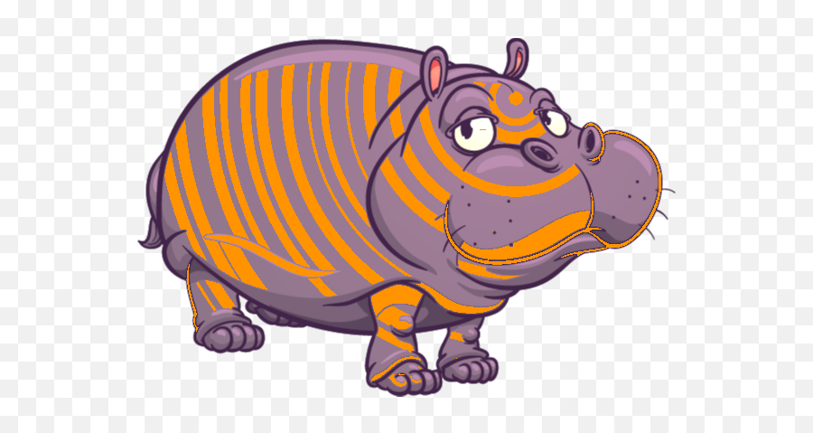 Orange Hippo - Big Emoji,Hippopotamus Emoji
