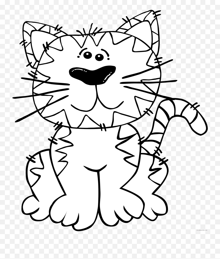 Cartoon Cat Coloring Pages Cartoon Cat Sitting 1 By - Cat Sitting Clipart Black And White Emoji,Cartoon Emotion Faces Printable
