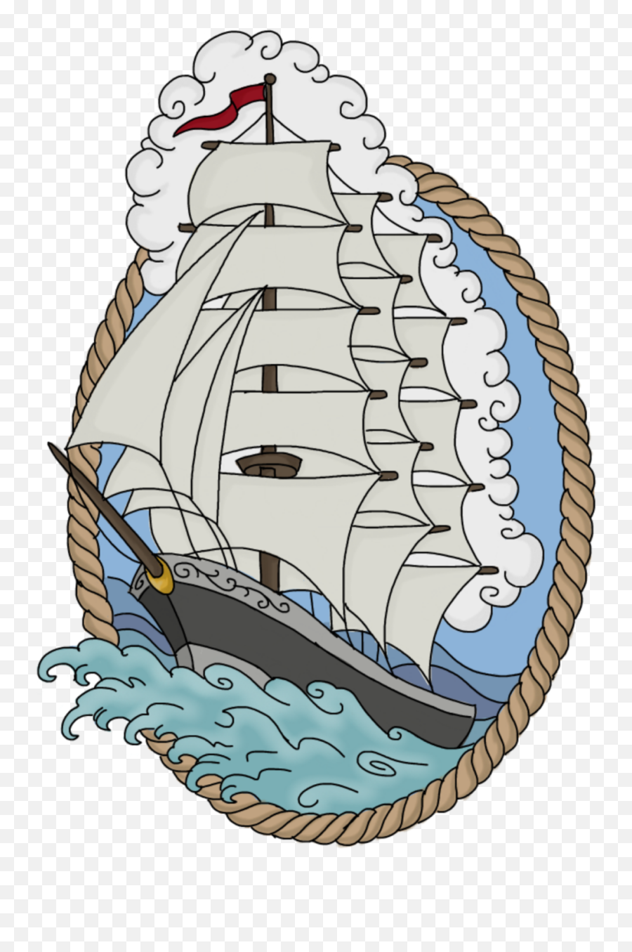 Ftemaritime Flag Boat Sea Sky Sticker - Marine Architecture Emoji,Emoji Flag With A Boat
