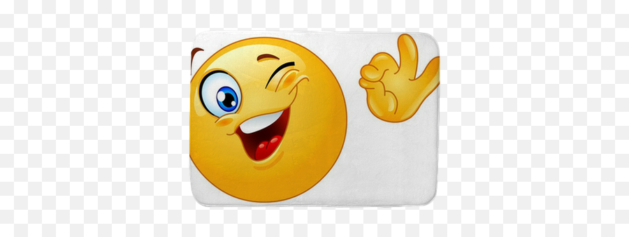 Winking Emoticon Bath Mat U2022 Pixers - We Live To Change Emoji Animated Happy Face,Deviantart Emoticon Okay