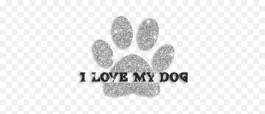 I Love My Dog Paw Hotfix Glitter Iron - On Transfer Emoji,Emotion Eager