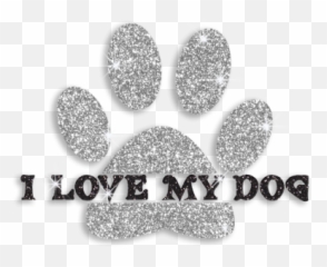 I Love My Dog Paw Hotfix Glitter Iron - On Transfer Emoji,Emotion Eager