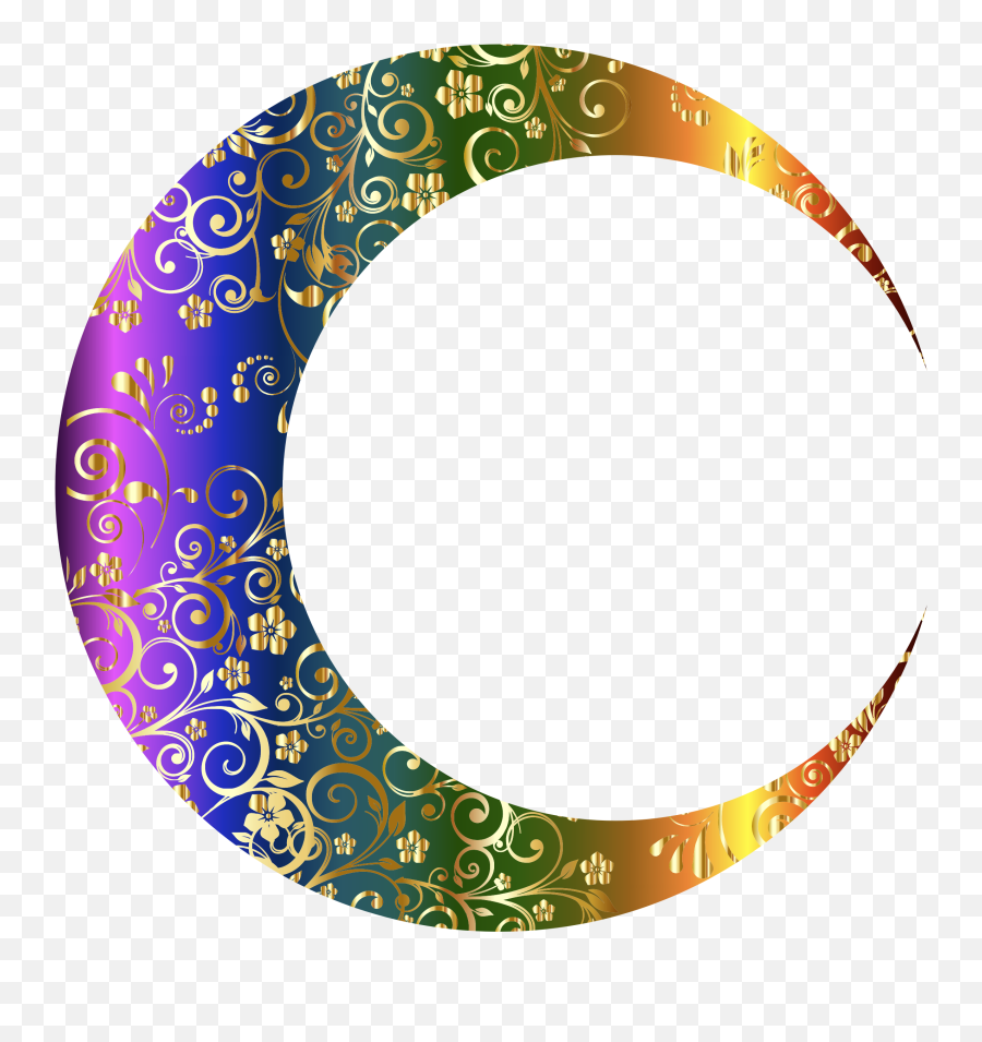 Rainbow Crescent Moon Png Clipart - Crescent Moon Gold Transparent Png Emoji,Solar Eclipse Emoji