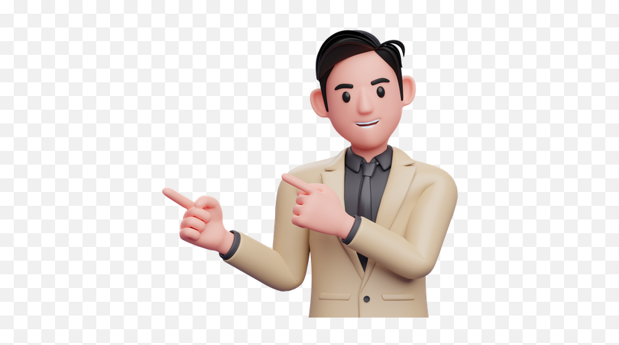 Premium Young Businessman Pointing To The Side With Both Emoji,Emoji Finger Pointing Sideways
