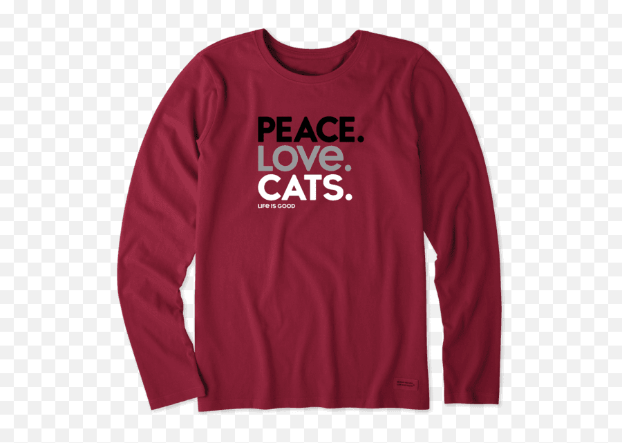 Peace Love Cats Long Sleeve Crusher Tee - Long Sleeve Emoji,Emoji Sweatshirt For Girls