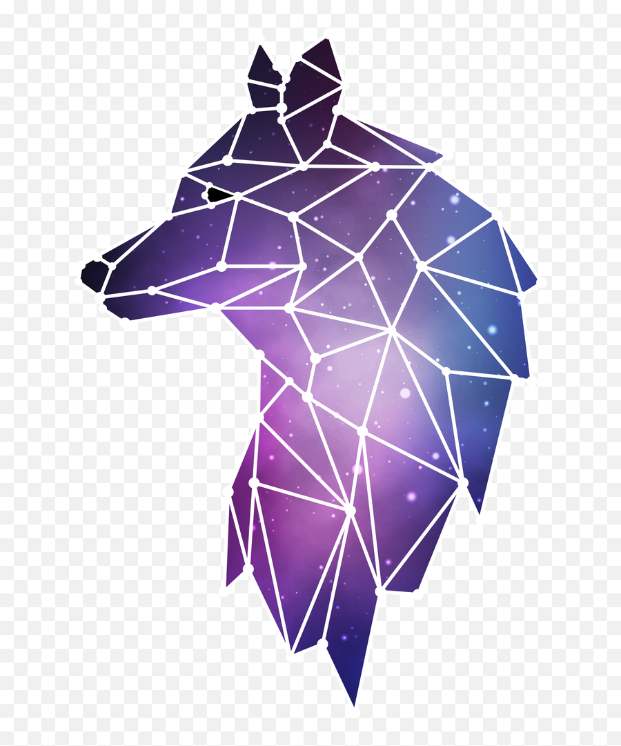 Geometric Wolf - Transparent Galaxy Wolf Logo Emoji,Wolf Emoji Art