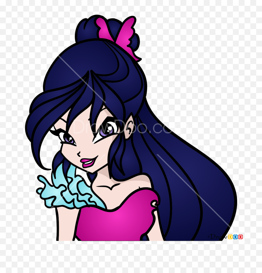 How To Draw Musa Portrait Winx Club - Drawing Winx Club Face Musa Emoji,Dr Who Emoji Robots