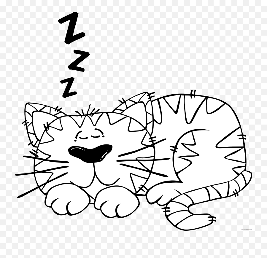 Wellness - Cat Sleeping Clipart Black And White Emoji,Cat Ear Emotions