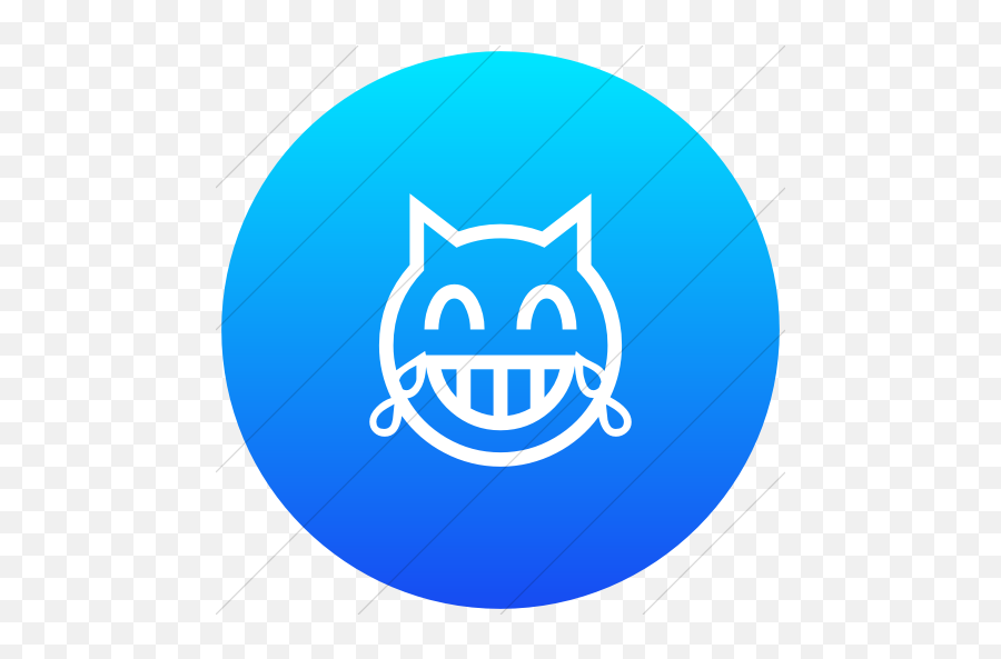 Iconsetc Flat Circle White On Ios Blue Gradient Classic - Happy Emoji,Cat Emoticons