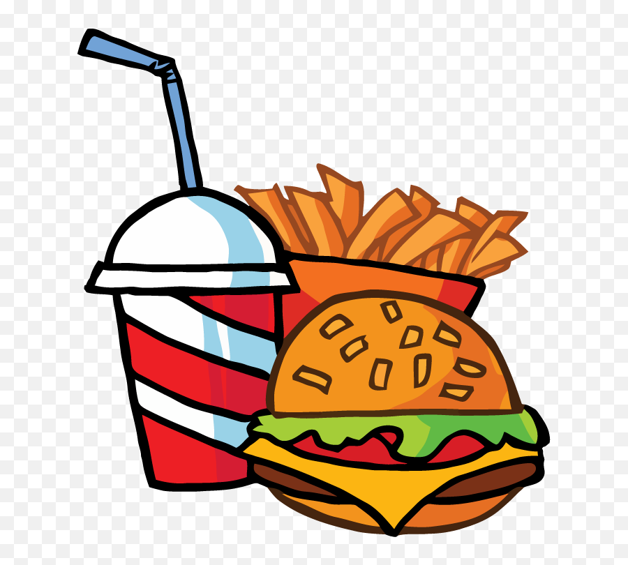 Easy Junk Food Drawing - Clip Art Library Cartoon Hamburger And Fries Emoji,Fries Emoji