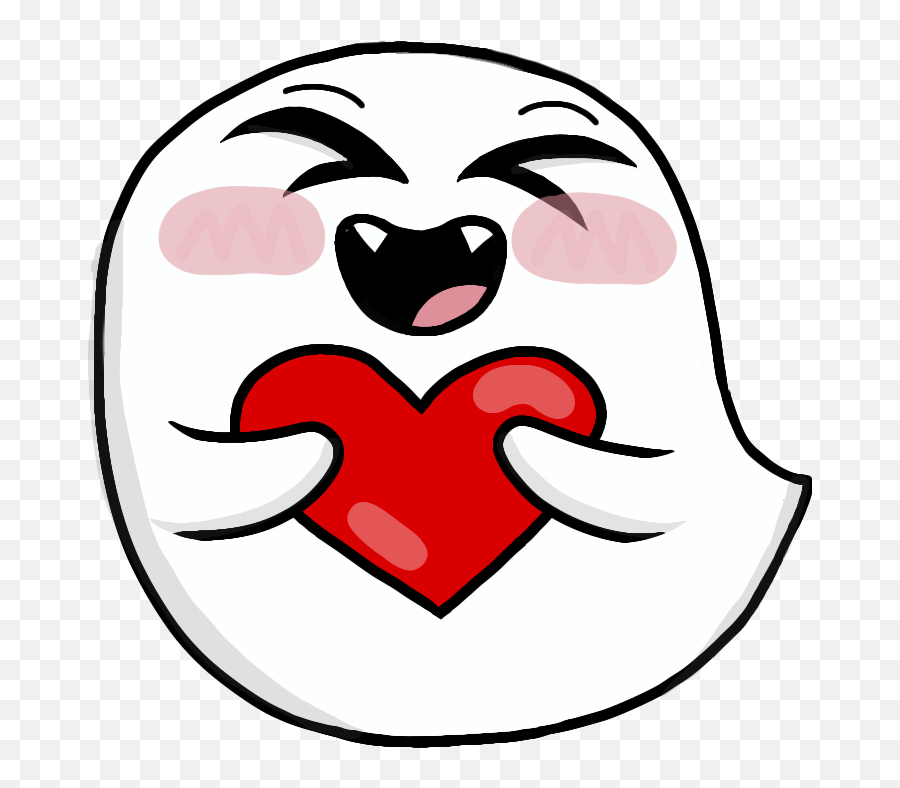 Booheart - Cute Ghost Emoji Discord,Boo Emoji