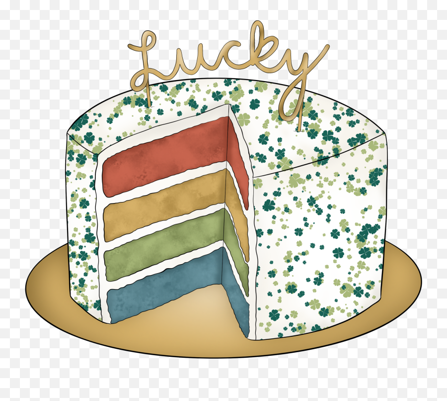 Rainbowcake Clovercake Lucky Sticker Emoji,Emoji Celebration Cake