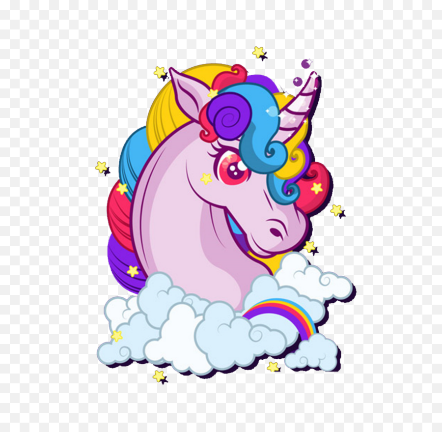 Kawaii Unicorn Horse Fantasy Head - Cartoon Unicorn Png Emoji,Unicorn Head Emoji