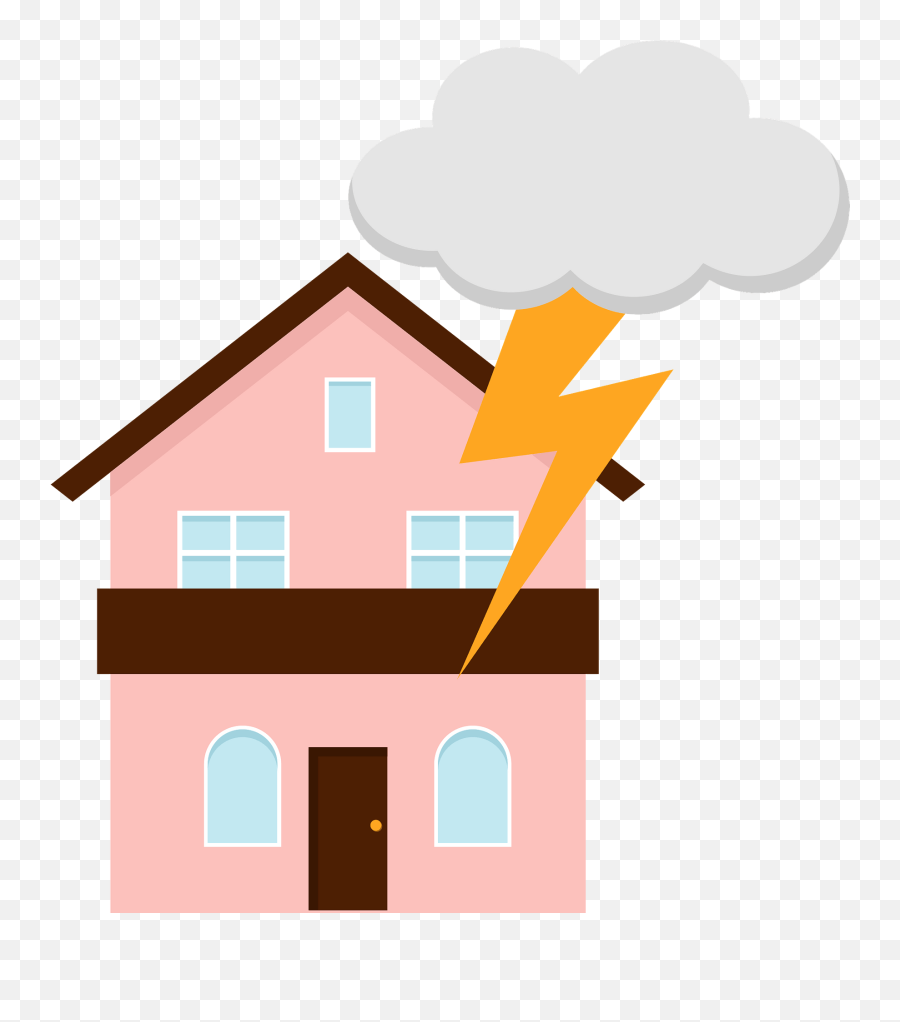 Lightning Is Striking A House Clipart - Lightning Striking House Clip Art Emoji,Pink Emoji House