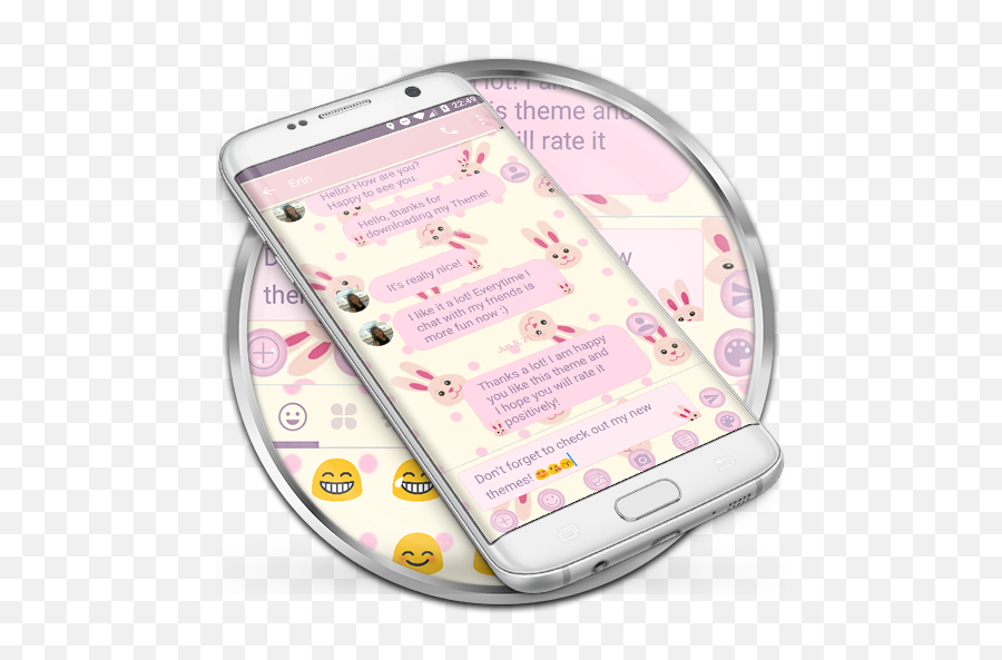 Sms Messages Rabbit Pink Theme For Android - Download Cafe Samsung Galaxy Emoji,Rabbit Emoji