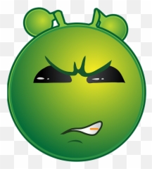 Smiley Green Alien Determined Clipart - Drawing Of Angry Monster Emoji,:huh: Emoticon