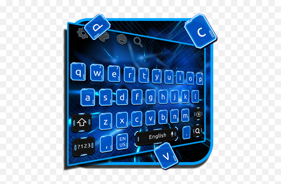 Blue Black Neon Keyboard - Technology Applications Emoji,Emoji Smart Neon Keyboard
