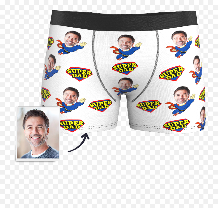 Fatheru0027s Gift Menu0027s Custom Super Dad Face Boxer Shorts - For Adult Emoji,Father,s Day Emojis