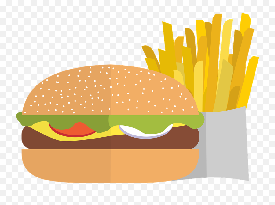 Burger Und Pommes Clipart - Hamburger Transparent Cartoon Fastfood Png Emoji,Hamburger Emoji