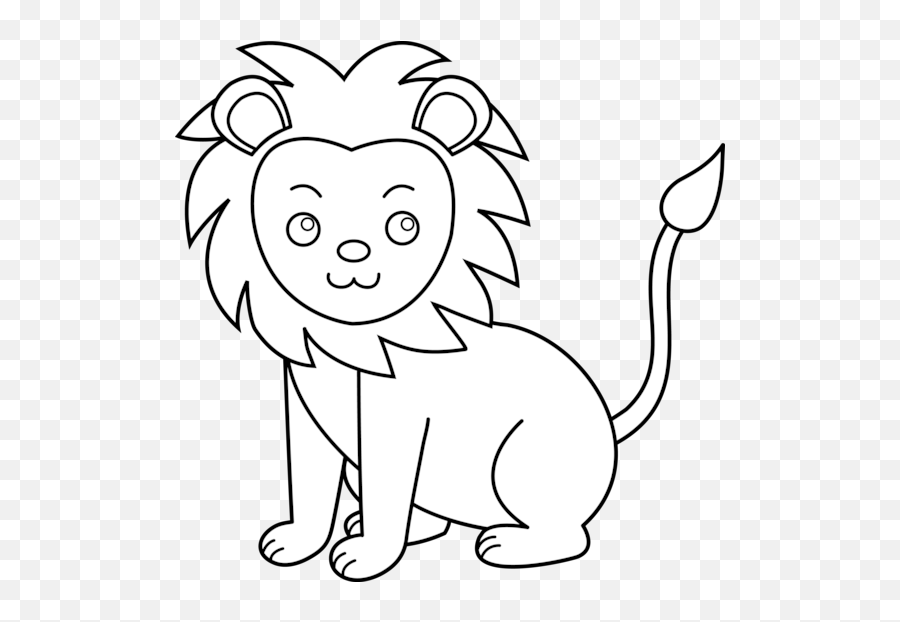 Lion Head Coloring Pages - Lion Cartoon Black And White Png Emoji,How To Draw A Lion Emoji