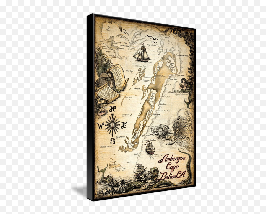 Ambergris Caye Belize Nautical Chart By Savanna Redman Emoji,Pirates Of Caribbean Emoticons Chart