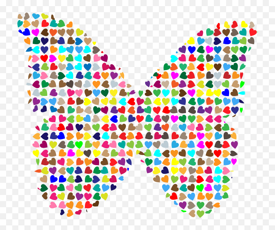 Download Free Png Chaotic Colorful Hearts Butterfly - Dlpngcom Emoji,Chaotic Emoji Clipart