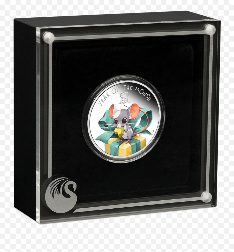 Baby Mouse Year Of The Mouse 12 Oz Silver Proof Coin Tuvalu Emoji,Quarter Coin Emoji