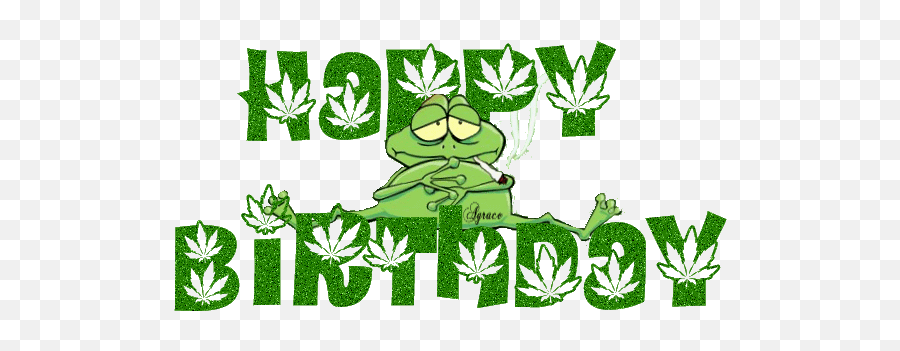Happybirthday Toad Frog Bug Sticker - Happy Birthday Marijuana Meme Emoji,Blunt Emoji
