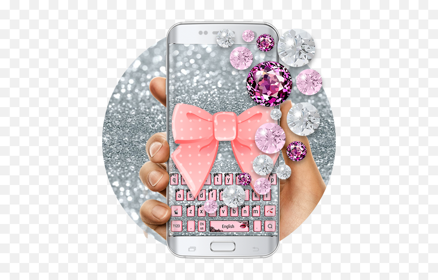 Download Pink Diamond Lace Bow Keyboard - Download Keyboard App Emoji,Emoji Keyboard For Galaxy S7