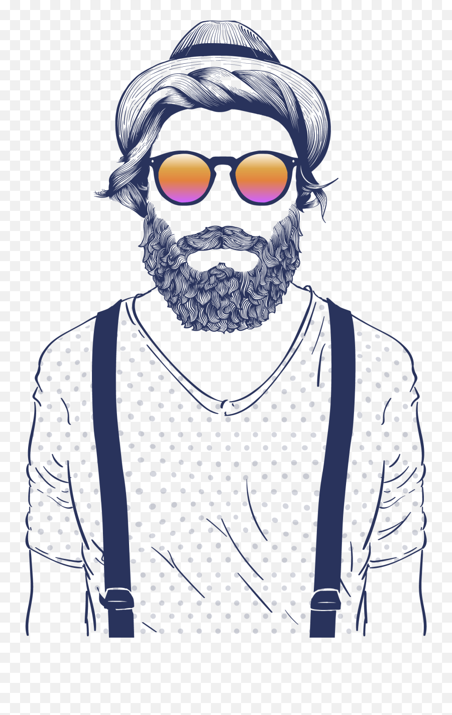 Download Photography Glasses Illustration Foreign Hipster - Transparent Background Beard Man Png Emoji,Hipster Facebook Emoticon