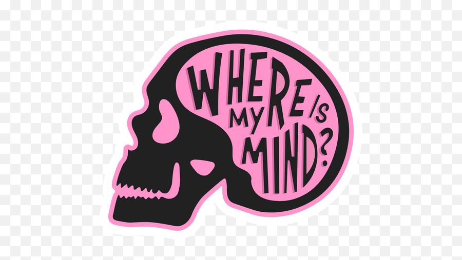 Skull Where Is My Mind Sticker - Sticker Mania Hair Design Emoji,Skull Face Emoji