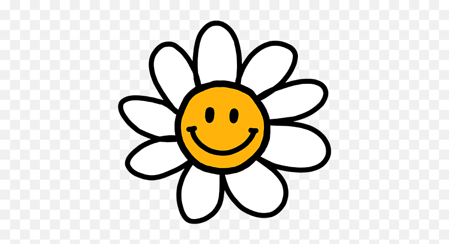 Cute Daisy Smiley Face Happy Face Retro Vibe Graphic - Gerbera Icon Emoji,Birthday Emoticon Kawaii