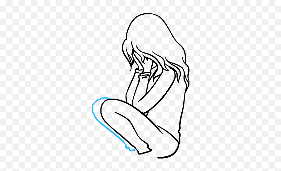 How To Draw A Sad Girl Crying - Sad Anime Girl Easy Drawing Emoji,Figurative Drawing With Emotion