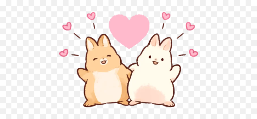 Soft And Cute Rabbits Telegram Stickers Emoji,Rabbit With Hearts Emojis